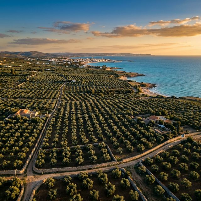 Oliveraie de Nabeul au coucher du soleil